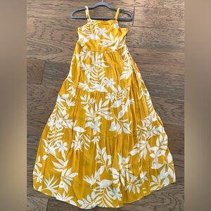 New Old Navy Floral Summer Mustard / Yellow & White Floral Dress Kids: XL / 14